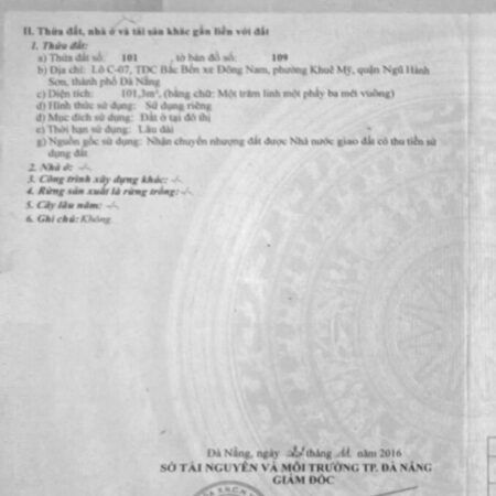 ĐẤT VỊ TRÍ ĐẸP – GIÁ TỐT – Cần Bán nhanh lô đất tiềm năng tại quận Ngũ Hành Sơn, TP Đà Nẵng