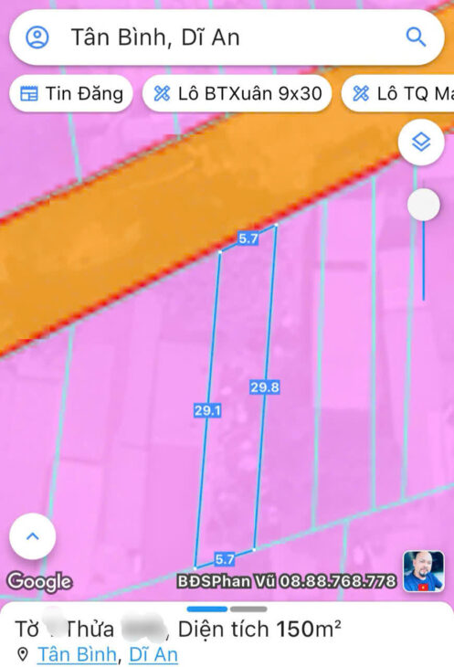 BÁN GẤP giá đầu tư chỉ 25 triệu/m2 MẶT TIỀN ĐƯỜNG ỐNG NƯỚC, TÂN BÌNH – DĨ AN – 150m²