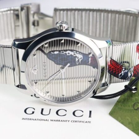 ĐH Gucci G-Timeless Snake YA1264123 bản dây thép siêu đẹp Size 38mm Fullbox ĐH Gucci G-Timeless Snake YA1264123 bản dây thép siêu đẹp Size 38mm Fullbox