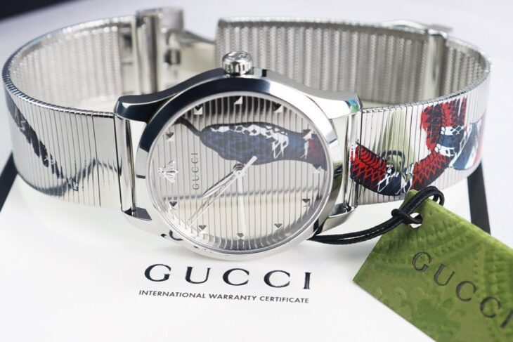 ĐH Gucci G-Timeless Snake YA1264123 bản dây thép siêu đẹp Size 38mm Fullbox