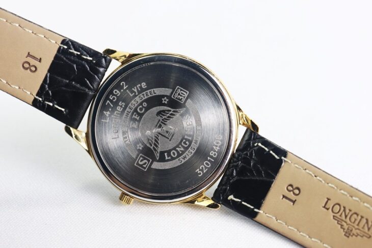 ĐH Nam Longines Lyre L4.759.2.12.2 Demi Vàng, mặt trắng kim & cọc số mạ vàng Size 35mm