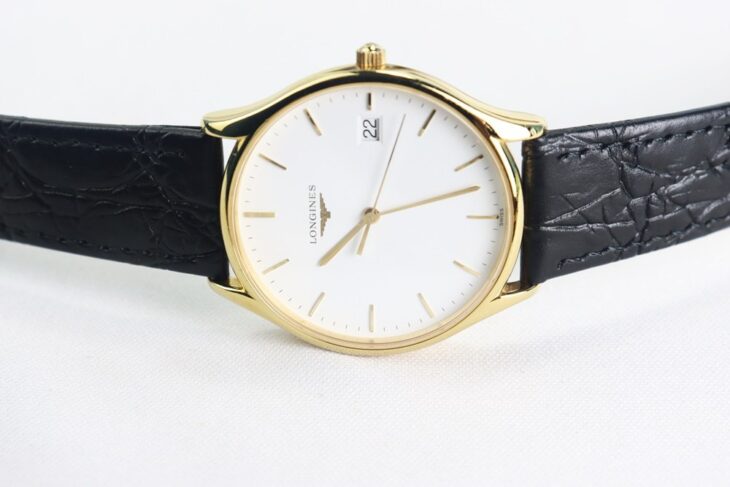 ĐH Nam Longines Lyre L4.759.2.12.2 Demi Vàng, mặt trắng kim & cọc số mạ vàng Size 35mm