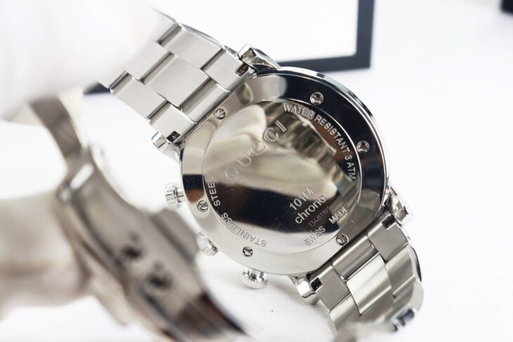 ĐH Nam Gucci 6 Kim Chronograph, mặt Xà Cừ, cọc số Kim Cương, bản dây thép chất đẹp…