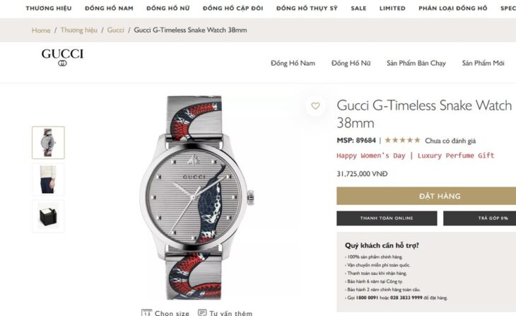 ĐH Gucci G-Timeless Snake YA1264123 bản dây thép siêu đẹp Size 38mm Fullbox