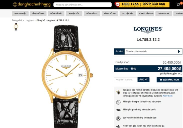 ĐH Nam Longines Lyre L4.759.2.12.2 Demi Vàng, mặt trắng kim & cọc số mạ vàng Size 35mm