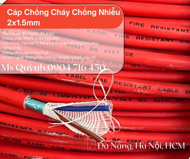 Cáp chống cháy chống nhiễu 2×1.5 Altek Kabel 750 độ Hồ Chí Minh