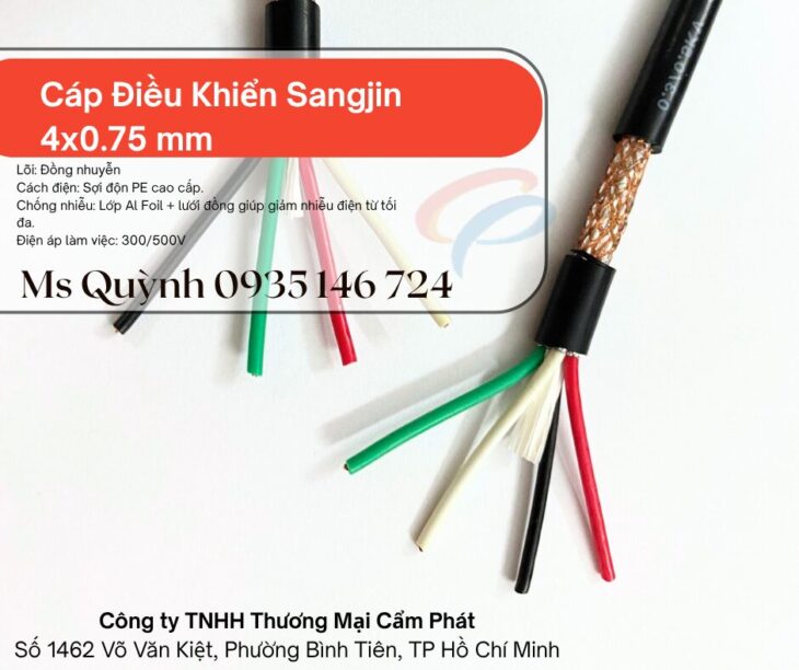 Cáp điều khiển chống nhiễu 4×0.75 Sangjin Hồ Chí Minh