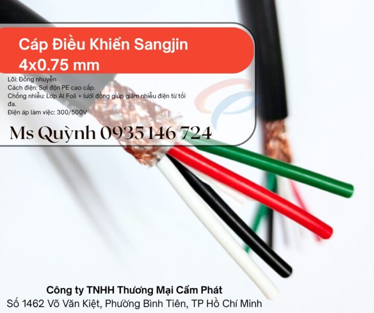 Cáp điều khiển chống nhiễu 4×0.75 Sangjin Hồ Chí Minh