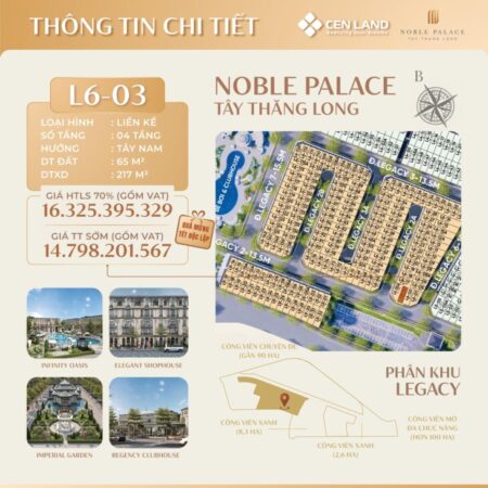 LIỀN KỀ L6-03 NOBLE PALACE, TRUNG TÂM, ĐƯỜNG 50M, GIÁ CỰC TỐT