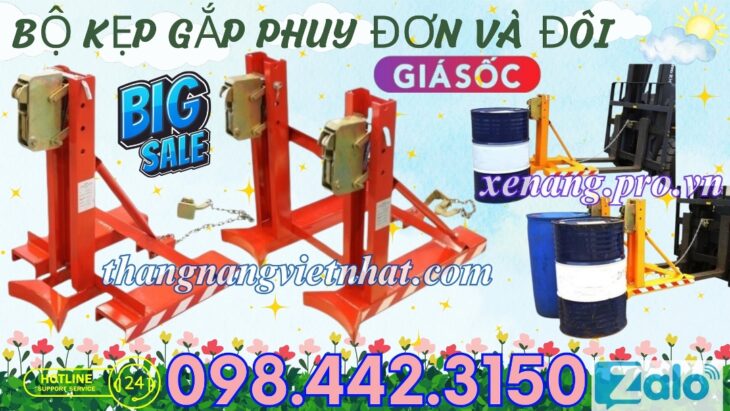 Bộ kẹp gắp thùng phuy đơn và đôi