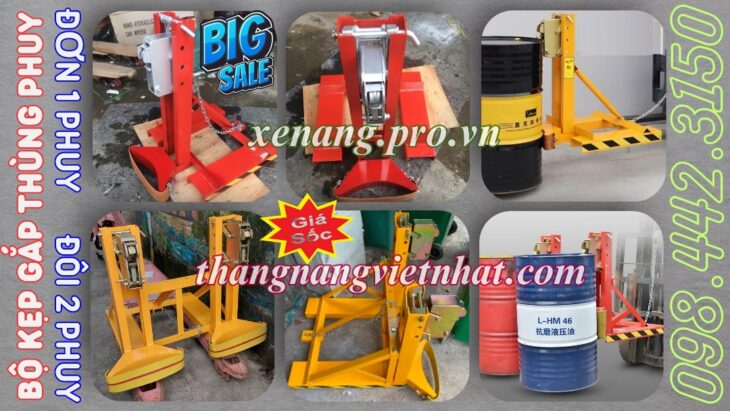 Bộ kẹp gắp thùng phuy đơn và đôi