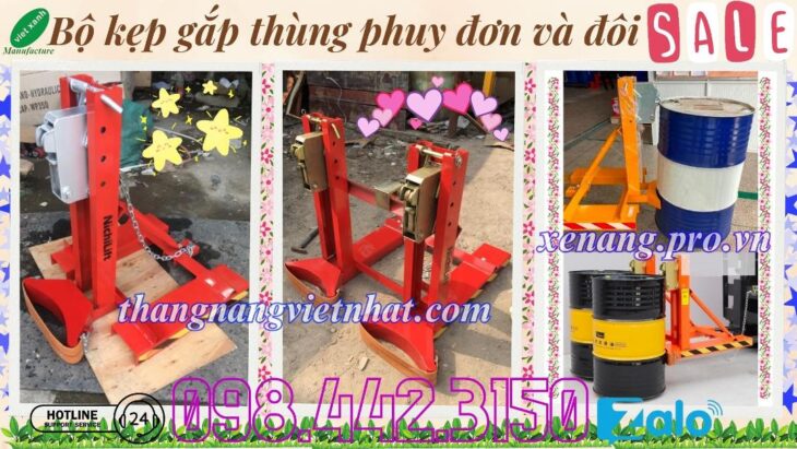 Bộ kẹp gắp thùng phuy đơn và đôi