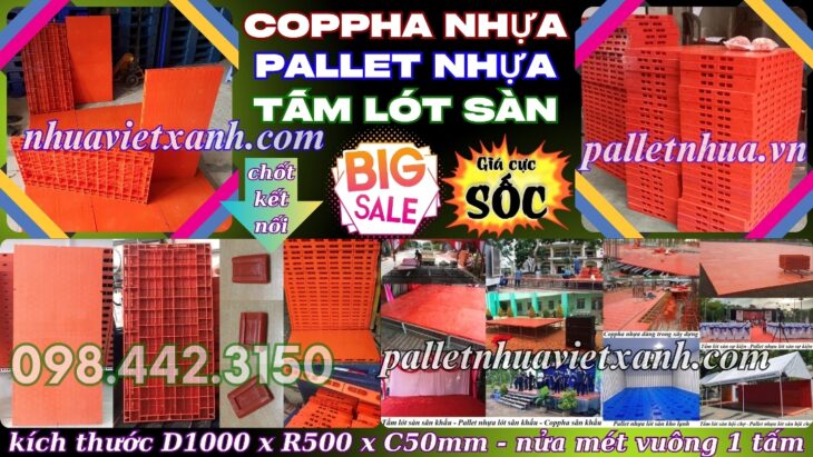 Coppha nhựa – coppha sân khấu 500x1000x50mm mặt kín màu cam