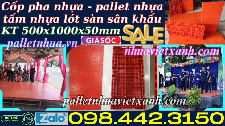 Coppha nhựa – coppha sân khấu 500x1000x50mm mặt kín màu cam