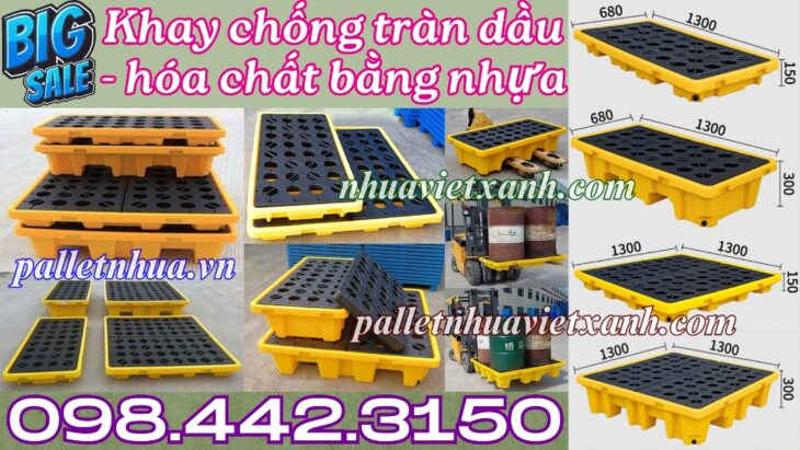 Khay nhựa chống tràn 1 phuy – 2 phuy – 4 phuy