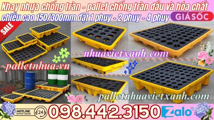 Khay nhựa chống tràn 1 phuy – 2 phuy – 4 phuy