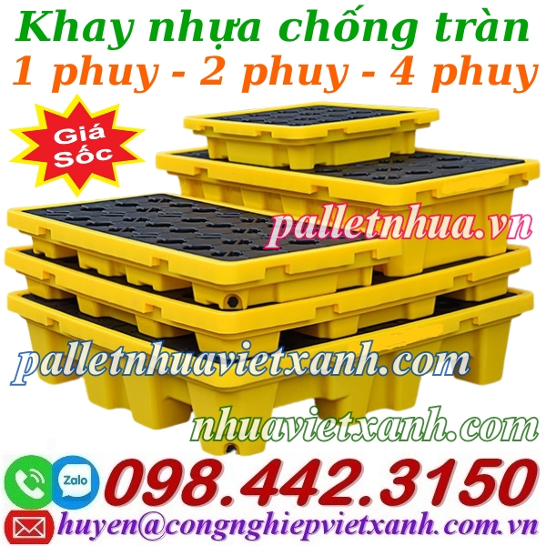 Khay nhựa chống tràn 1 phuy – 2 phuy – 4 phuy