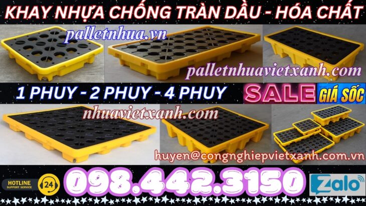 Khay nhựa chống tràn 1 phuy – 2 phuy – 4 phuy