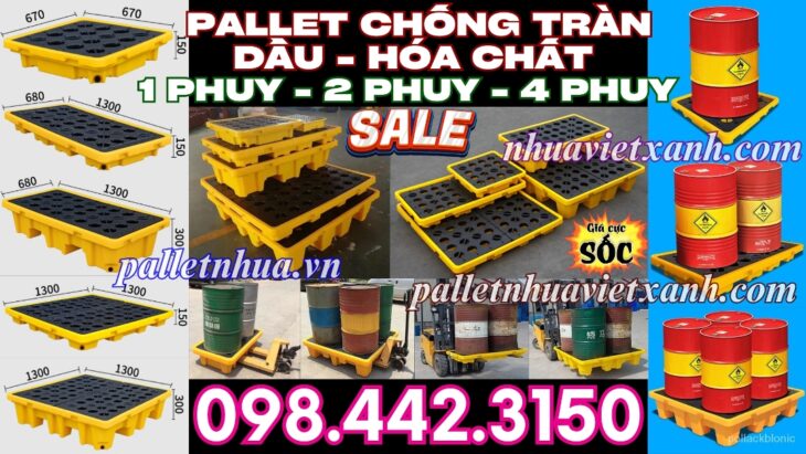 Khay nhựa chống tràn 1 phuy – 2 phuy – 4 phuy