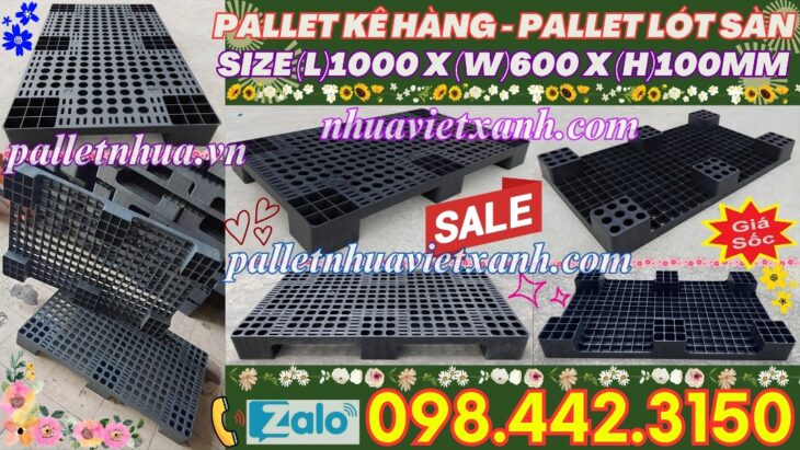Pallet nhựa 1000x600x100mm màu đen