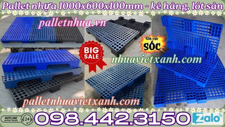 Pallet nhựa 1000x600x100mm