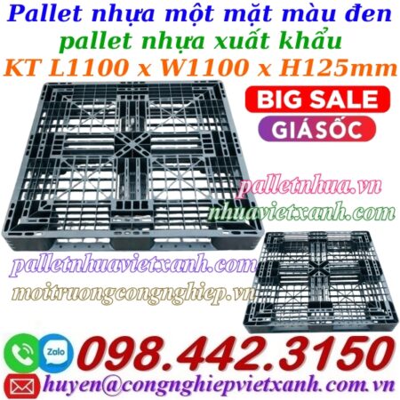 Pallet nhựa xuất khẩu 1100x1100x125mm màu đen Pallet nhựa xuất khẩu 1100x1100x125mm màu đen