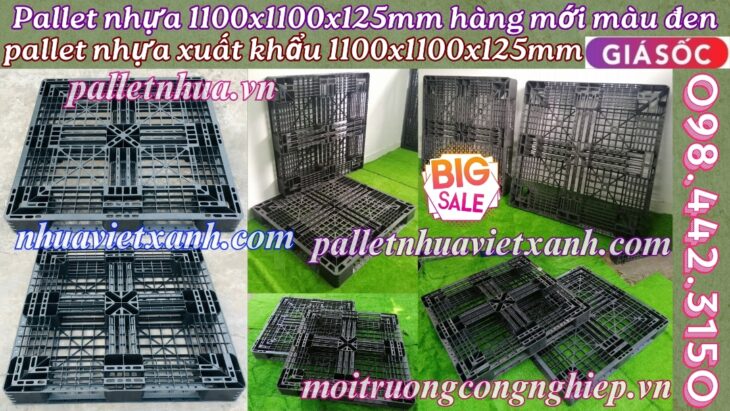 Pallet nhựa xuất khẩu 1100x1100x125mm màu đen