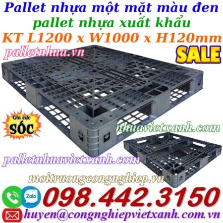 Pallet nhựa xuất khẩu 1200x1000x120mm màu đen Pallet nhựa xuất khẩu 1200x1000x120mm màu đen