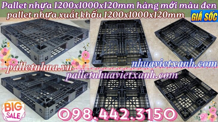 Pallet nhựa xuất khẩu 1200x1000x120mm màu đen