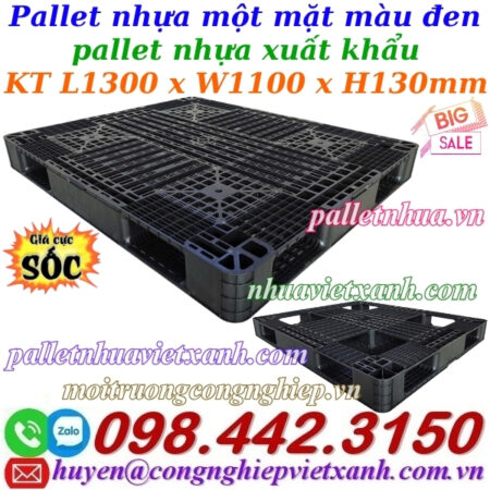 Pallet nhựa xuất khẩu 1300x1100x130mm màu đen Pallet nhựa xuất khẩu 1300x1100x130mm màu đen