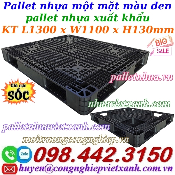 Pallet nhựa xuất khẩu 1300x1100x130mm màu đen