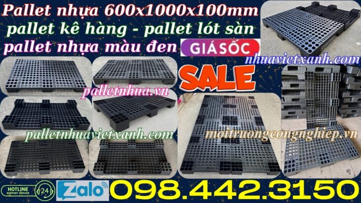 Pallet nhựa 1000x600x100mm màu đen