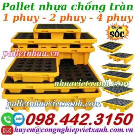 Pallet nhựa chống tràn 1 phuy – 2 phuy – 4 phuy Pallet nhựa chống tràn 1 phuy – 2 phuy – 4 phuy