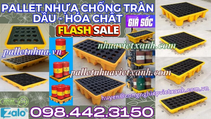 Khay nhựa chống tràn 1 phuy – 2 phuy – 4 phuy