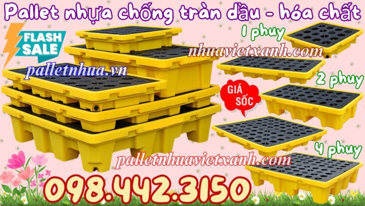 Khay nhựa chống tràn 1 phuy – 2 phuy – 4 phuy