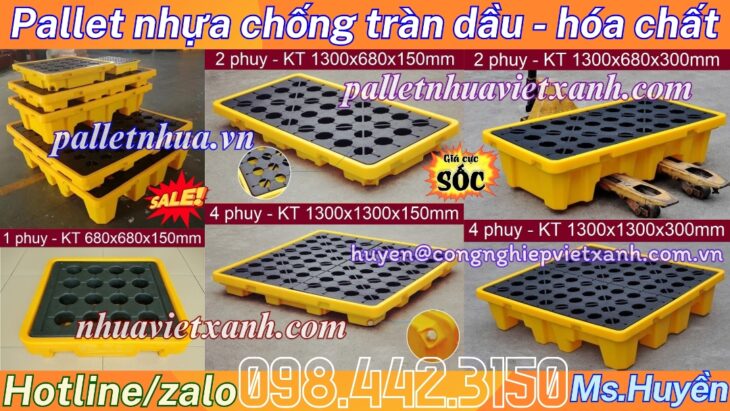 Khay nhựa chống tràn 1 phuy – 2 phuy – 4 phuy