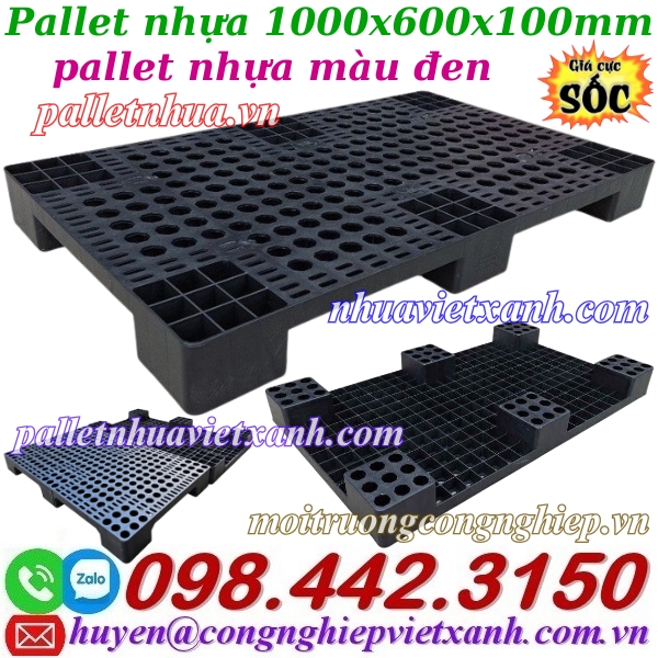 Pallet nhựa 1000x600x100mm màu đen