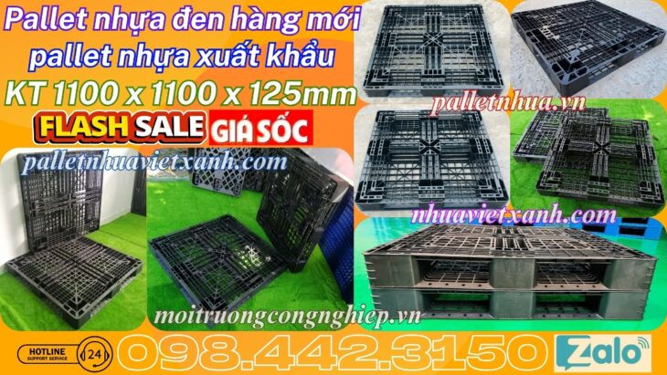 Pallet nhựa xuất khẩu 1100x1100x125mm màu đen