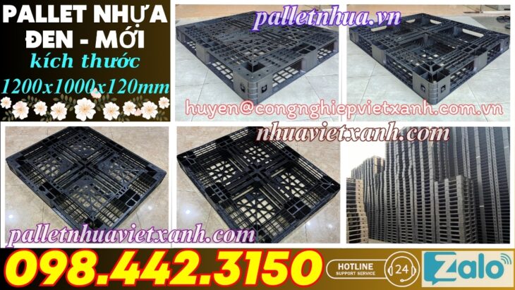 Pallet nhựa xuất khẩu 1200x1000x120mm màu đen