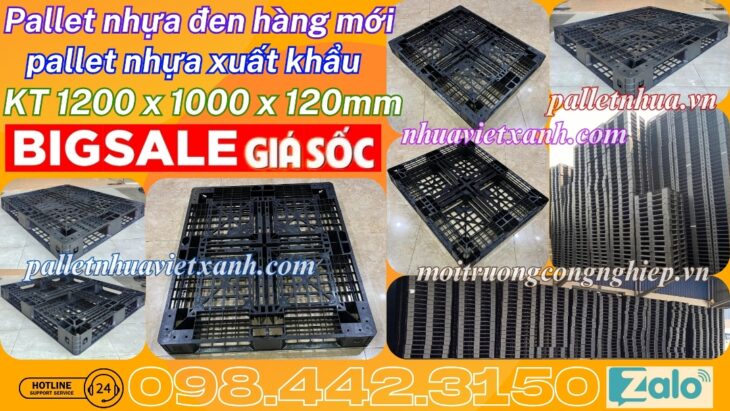 Pallet nhựa xuất khẩu 1200x1000x120mm màu đen