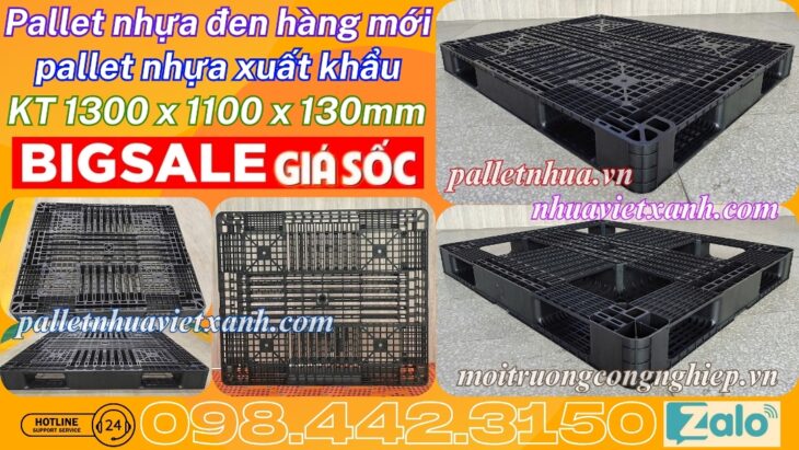 Pallet nhựa xuất khẩu 1300x1100x130mm màu đen