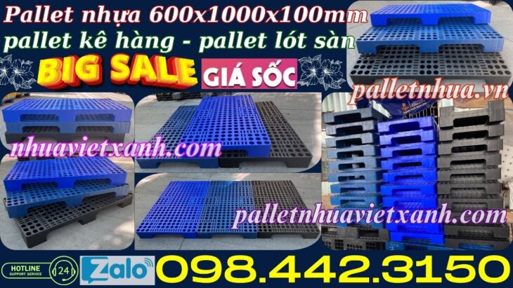 Pallet nhựa 1000x600x100mm