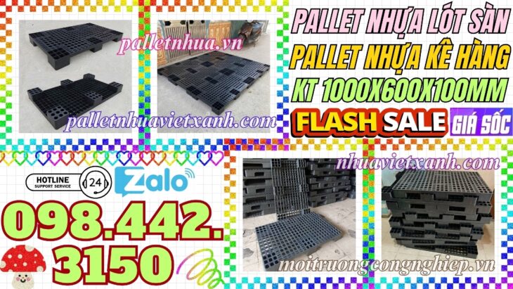 Pallet nhựa 1000x600x100mm màu đen