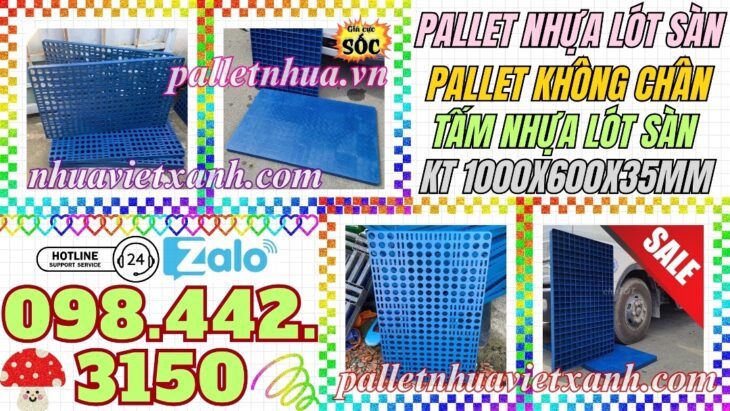 Pallet nhựa lót sàn không chân 1000x600x35mm nhựa tái sinh