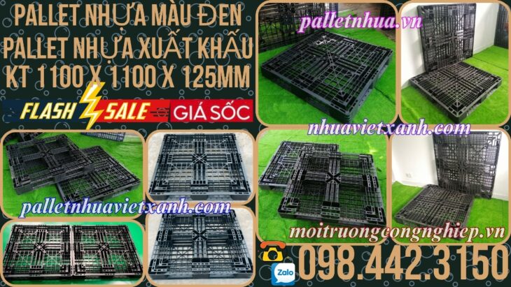 Pallet nhựa xuất khẩu 1100x1100x125mm màu đen