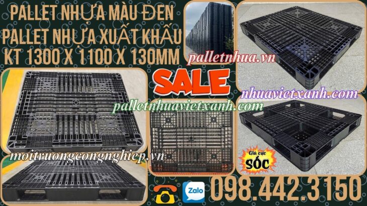 Pallet nhựa xuất khẩu 1300x1100x130mm màu đen