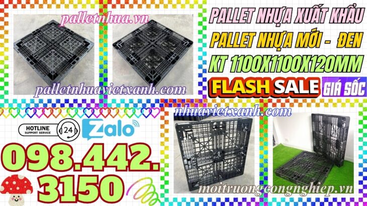 Pallet nhựa xuất khẩu 1100x1100x120mm màu đen