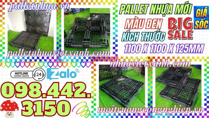 Pallet nhựa xuất khẩu 1100x1100x125mm màu đen