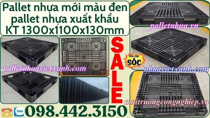 Pallet nhựa xuất khẩu 1300x1100x130mm màu đen