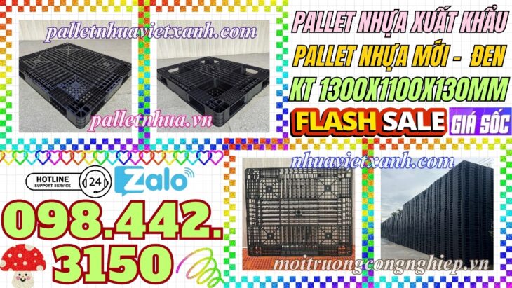 Pallet nhựa xuất khẩu 1300x1100x130mm màu đen